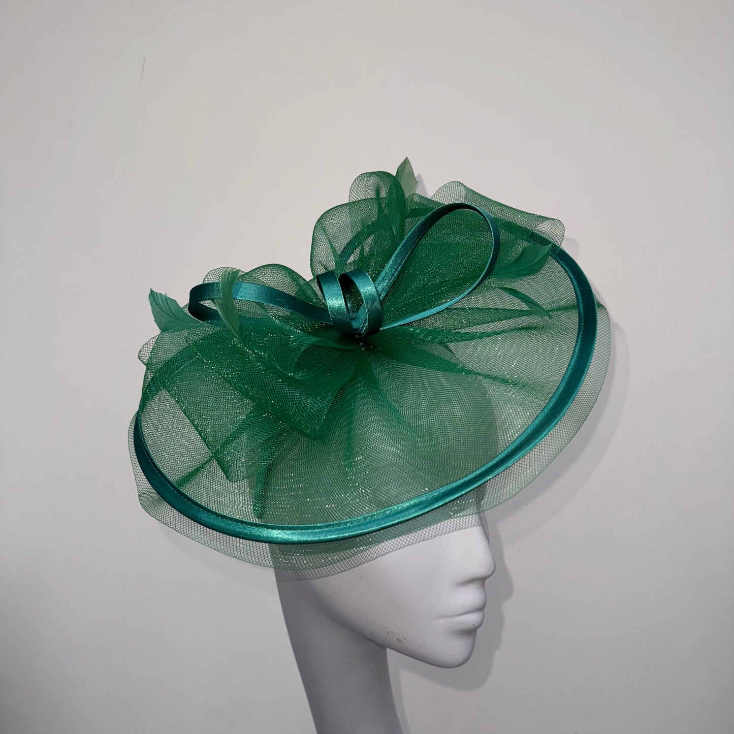 J Bees JB25/71 Sage Emerald Green Crin with Satin Detail Fascinator