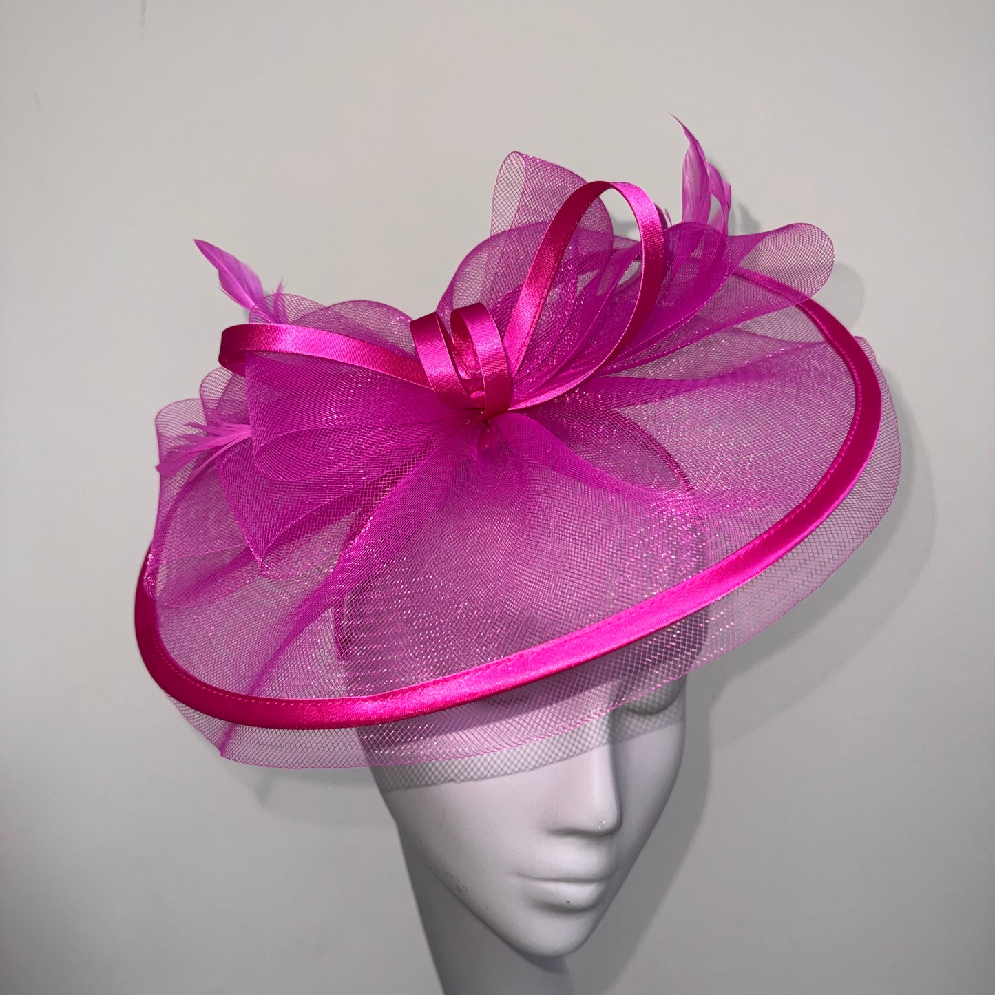 J Bees JB25/71 Fuchsia Pink Crin with Satin Detail Fascinator