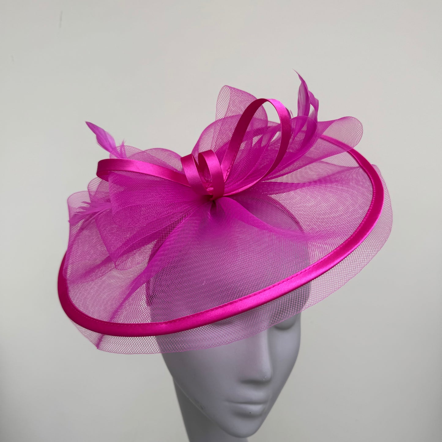 J Bees JB25/71 Fuchsia Pink Crin with Satin Detail Fascinator