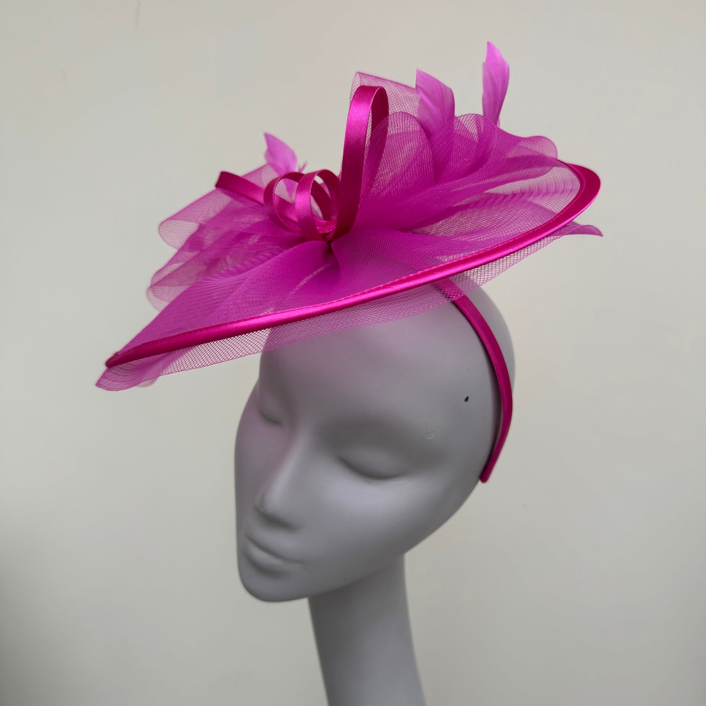 J Bees JB25/71 Fuchsia Pink Crin with Satin Detail Fascinator