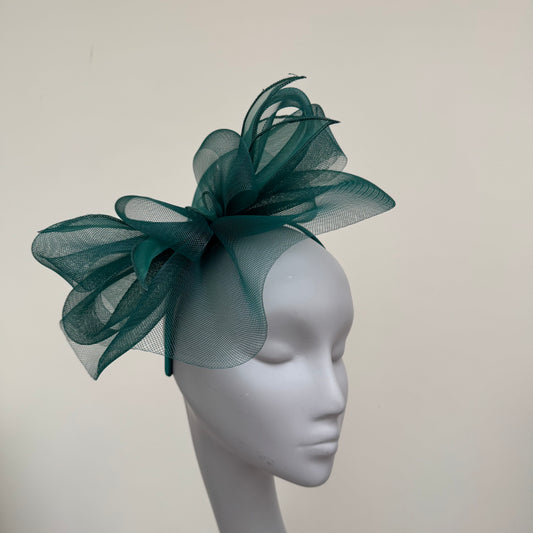 J Bees JB25/72 Emerald Dark Green Mesh Fascinator