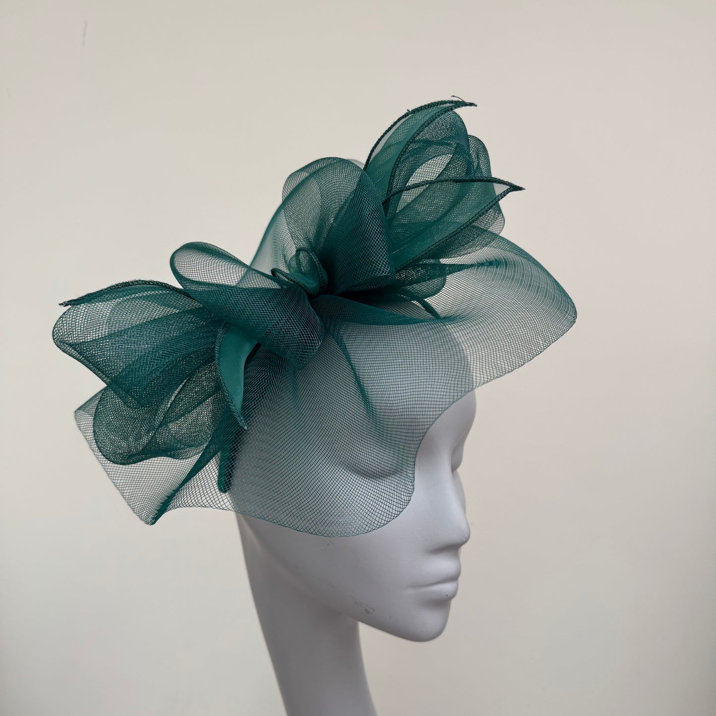 J Bees JB25/72 Emerald Dark Green Mesh Fascinator