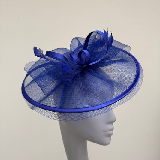 J Bees JB25/71 Cobalt Blue Crin with Satin Edging and Detail Fascinator