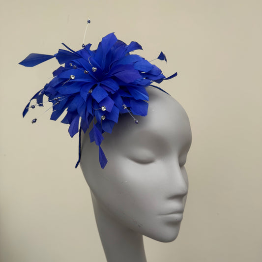 JBees JB25/68 Cobalt Royal Blue Feather fascinator