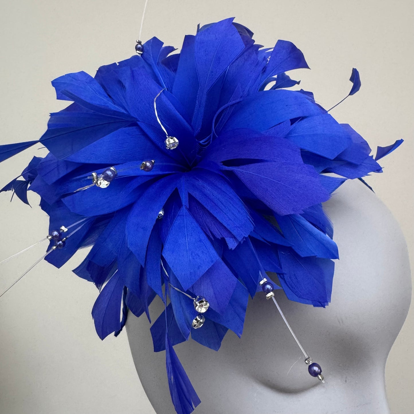 JBees JB25/68 Cobalt Royal Blue Feather fascinator