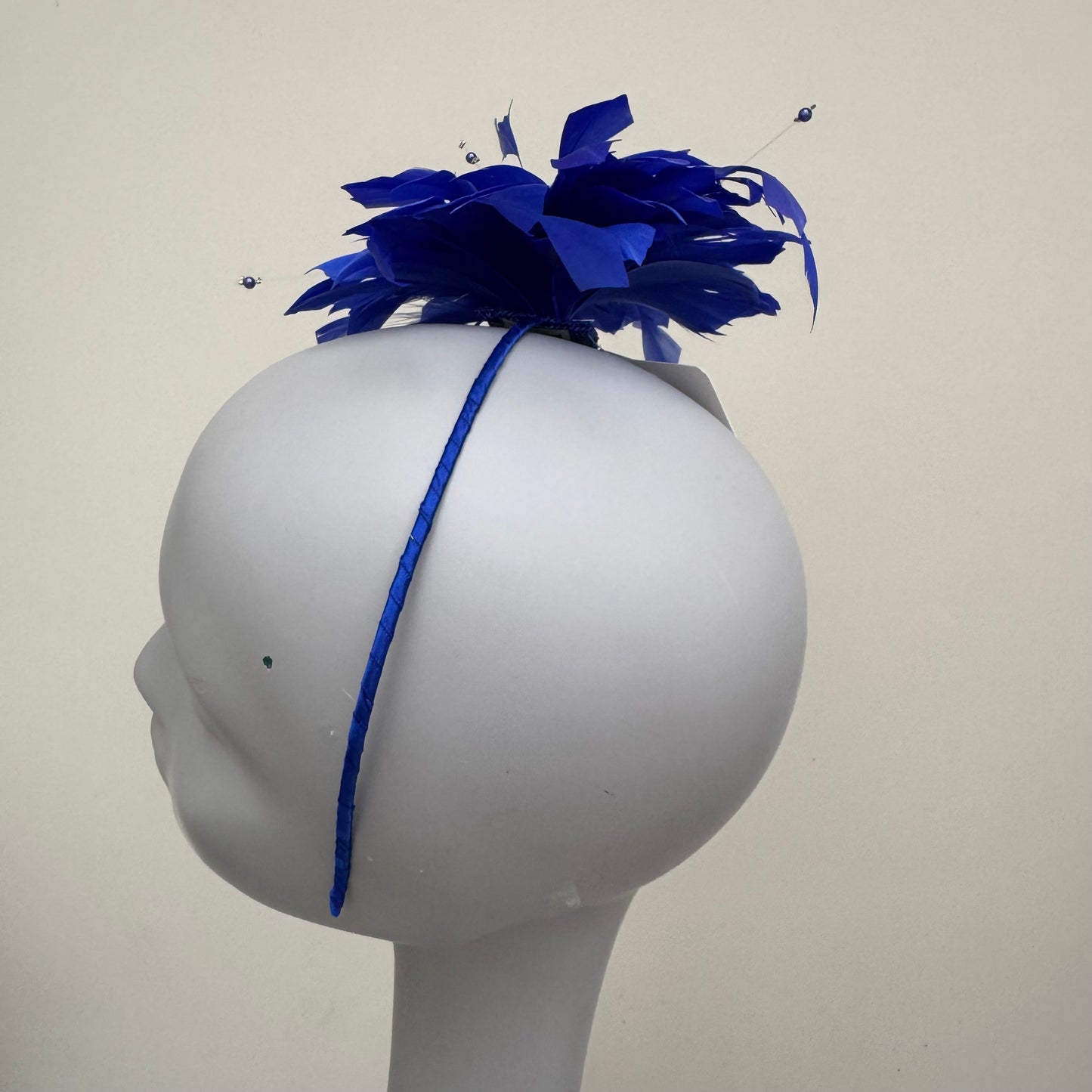 JBees JB25/68 Cobalt Royal Blue Feather fascinator