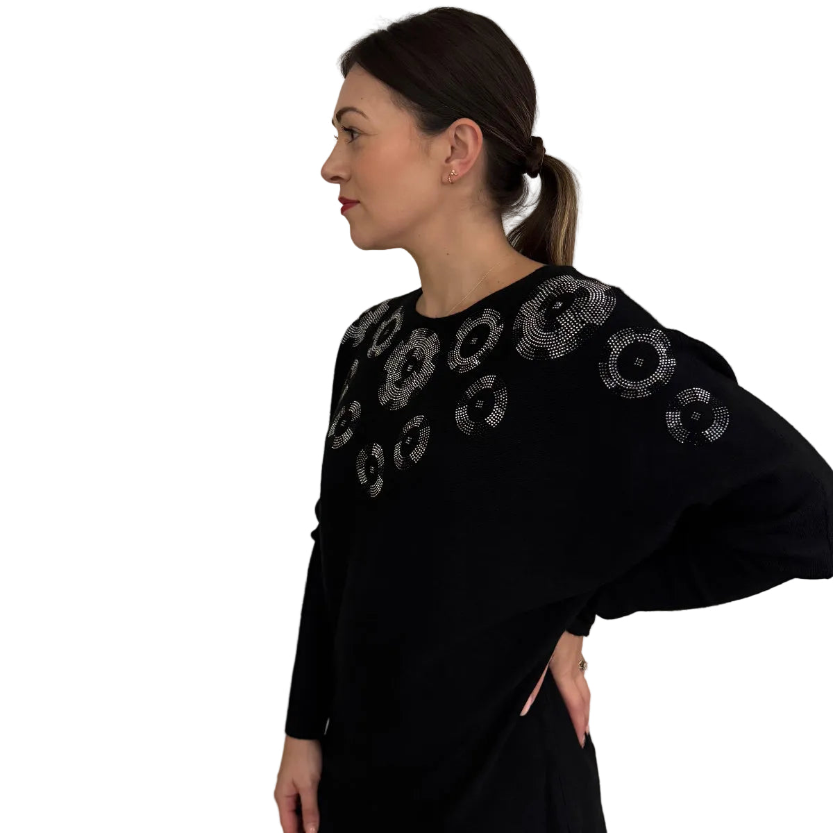 Paramour PK8027 Diamante Circle Batwing Jumper