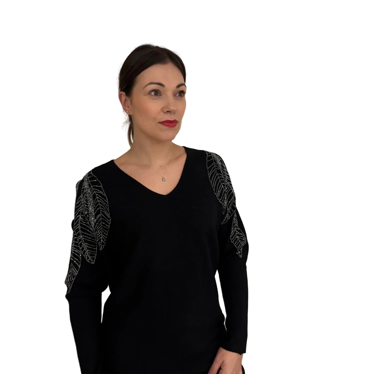 Paramour PK8010 Feather Sparkle Cold Shoulder Jumper