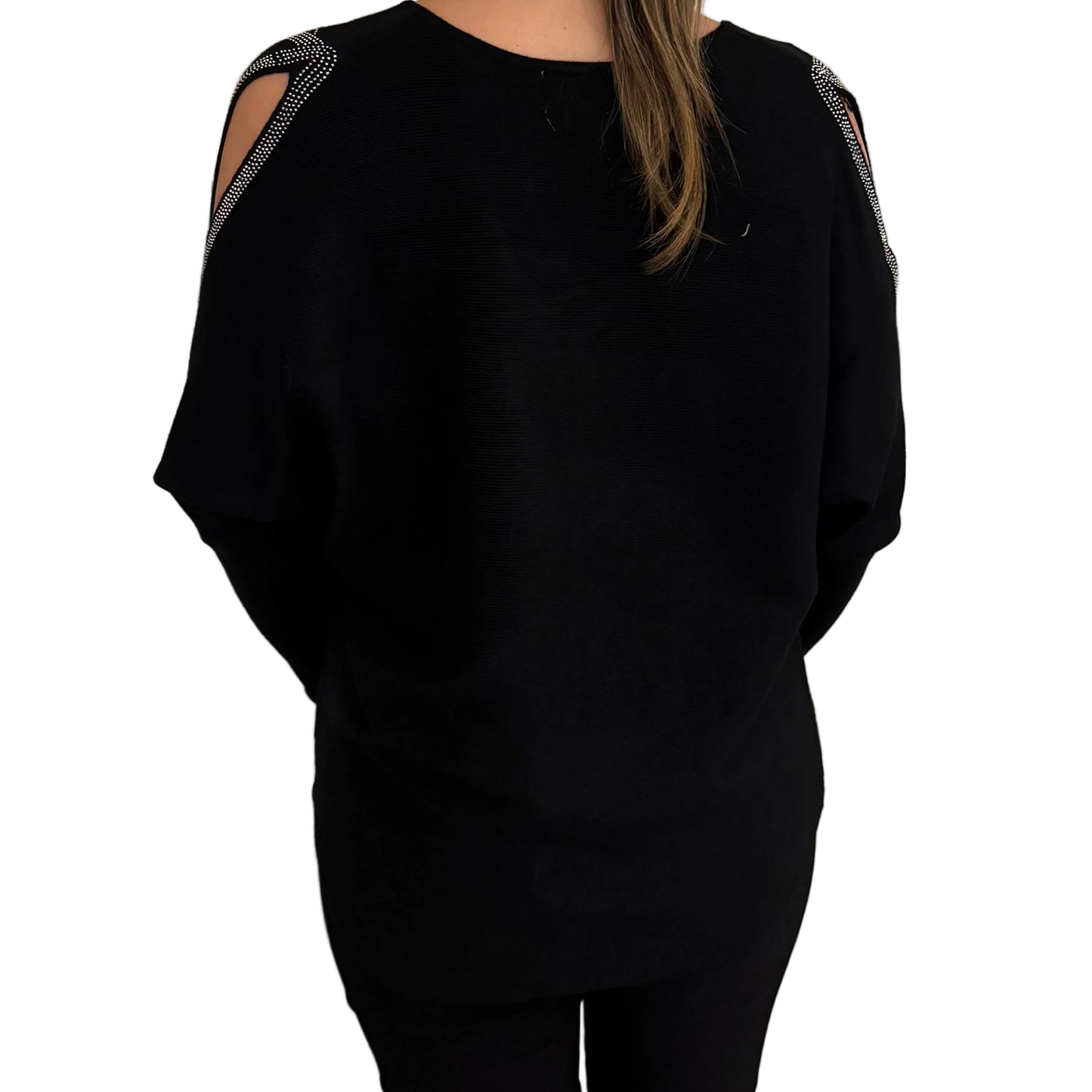 Paramour PK8010 Feather Sparkle Cold Shoulder Jumper