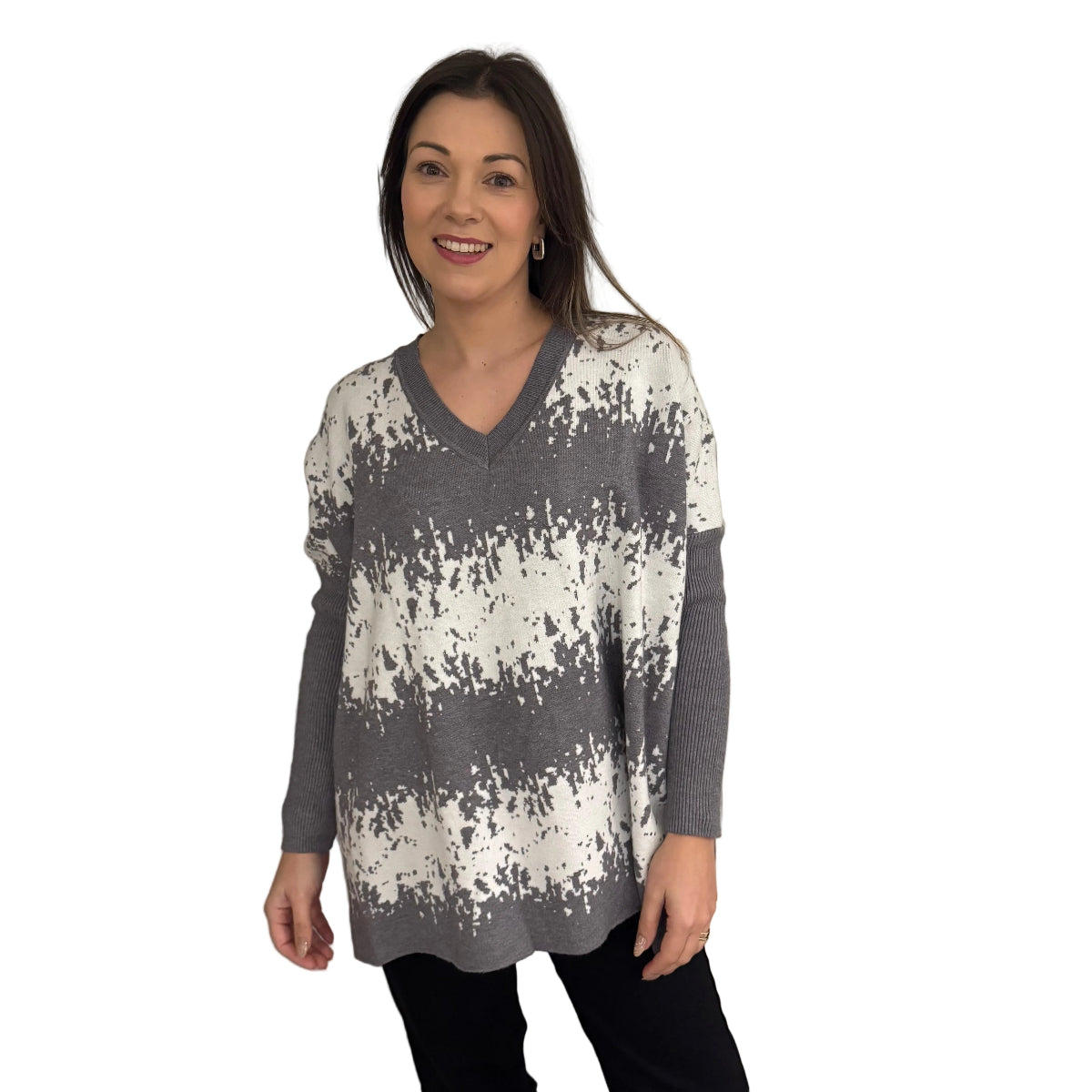 Paramour PK8049 V-Neck Patterned Jumper