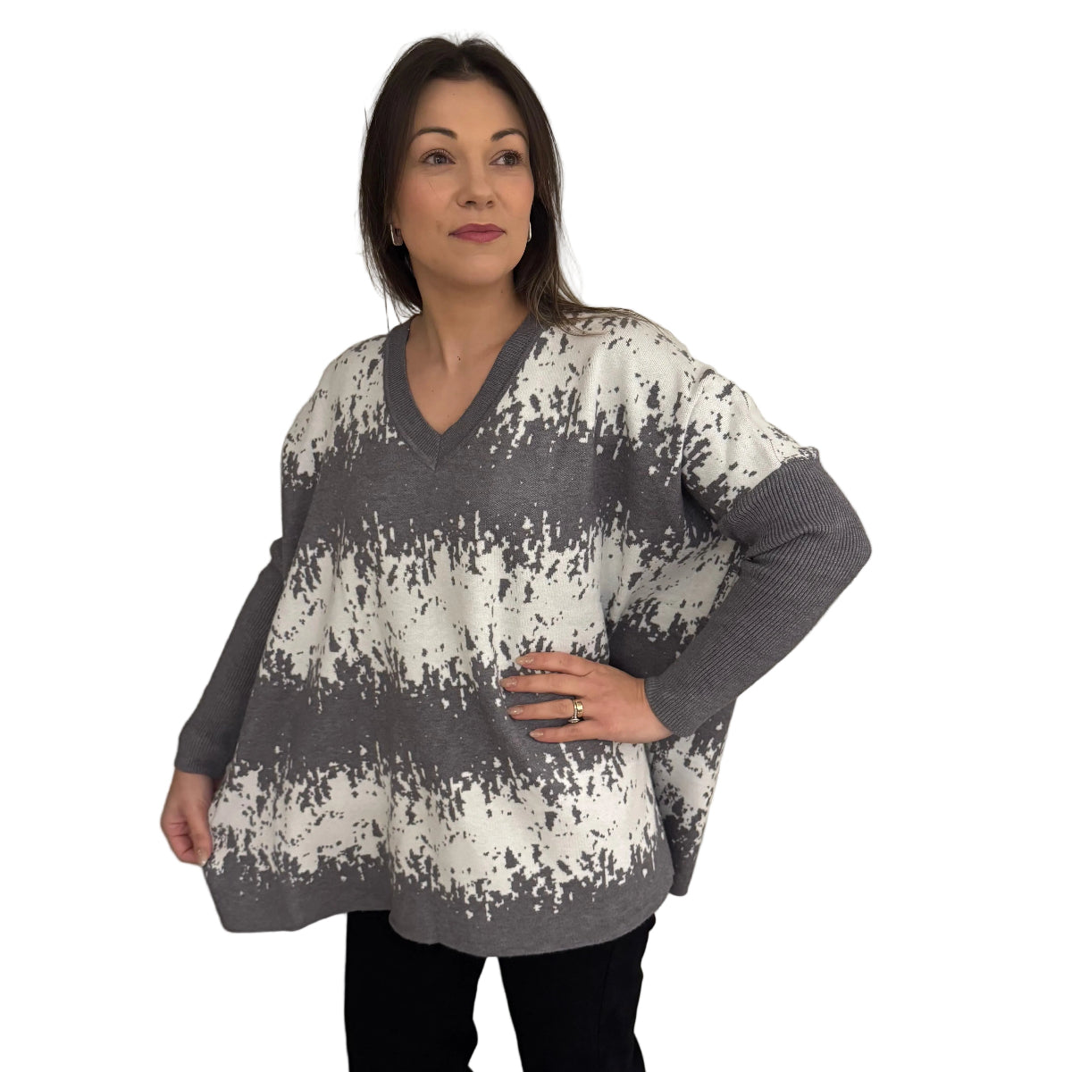 Paramour PK8049 V-Neck Patterned Jumper