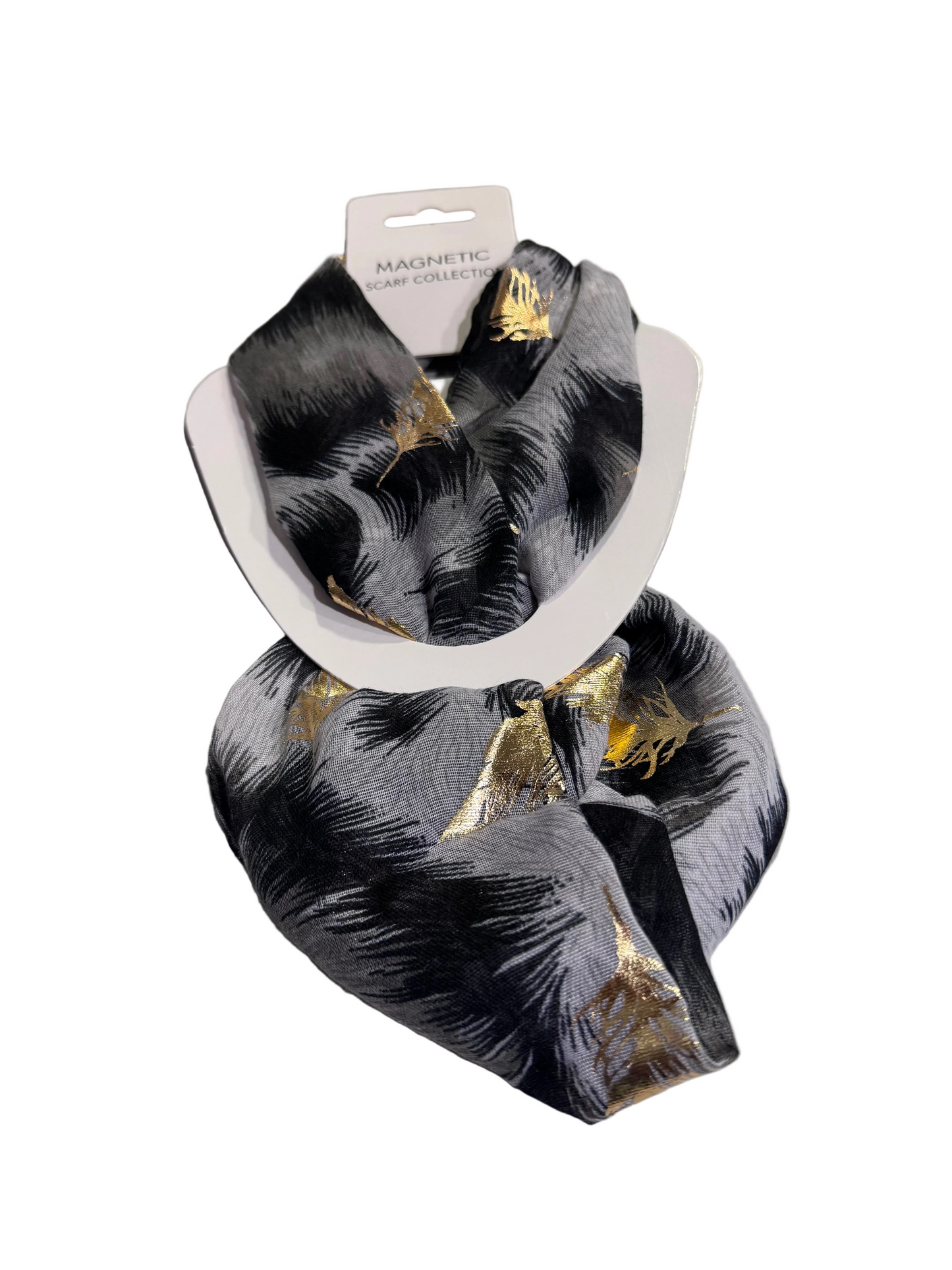 SHMM1677 Magnetic Leaf Print Scarf