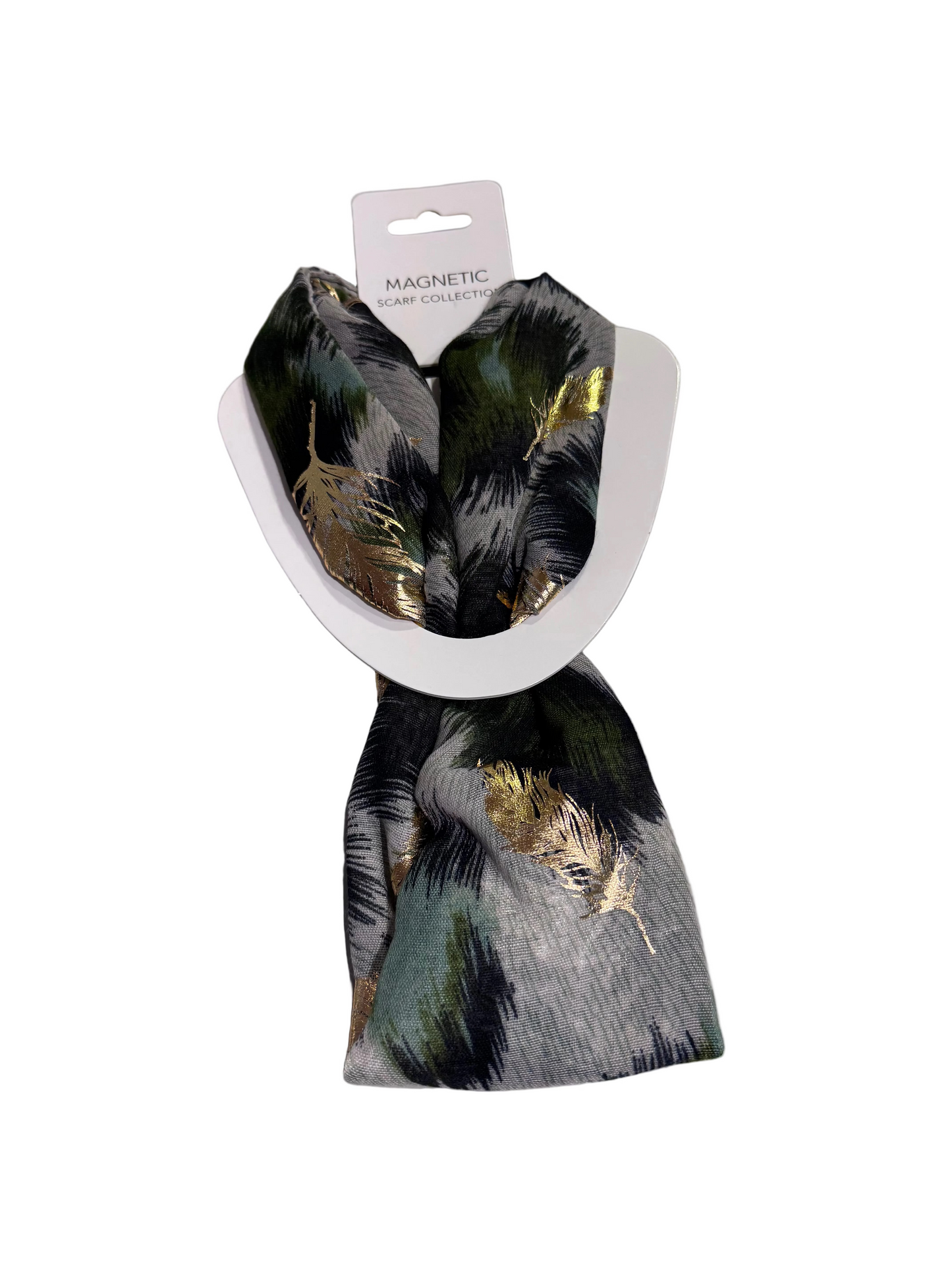 SHMM1677 Magnetic Leaf Print Scarf