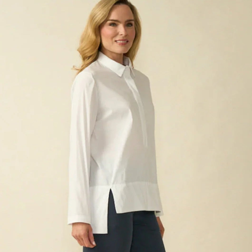 Deck C1134 White Classic Cotton Blouse