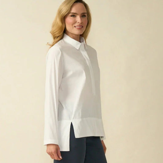 Deck C1134 White Classic Cotton Blouse