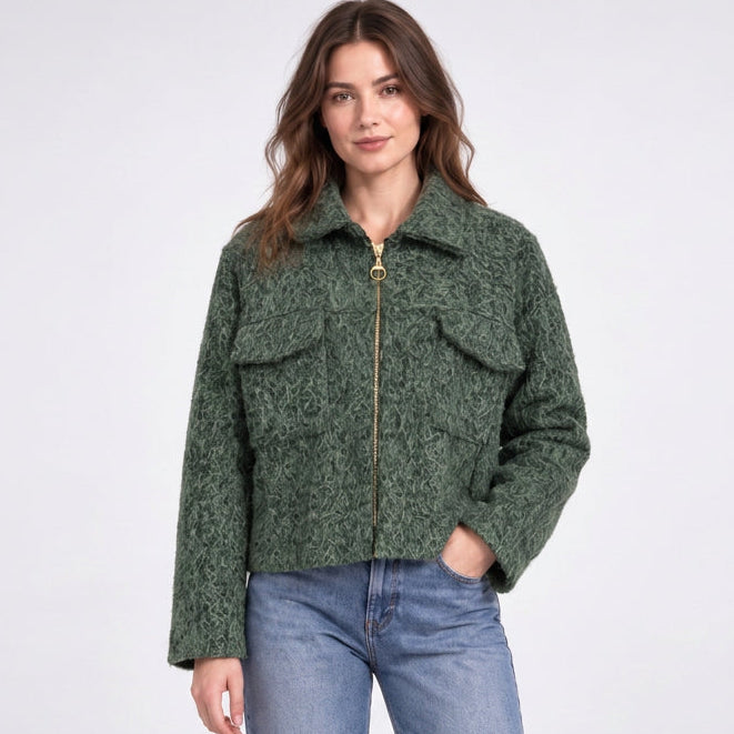 New Collection 26121 Boiled Wool Zip Jacket