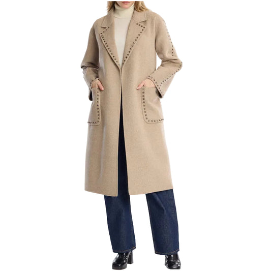 Leo & Ugo KH048 Beige Stud Detail Coat