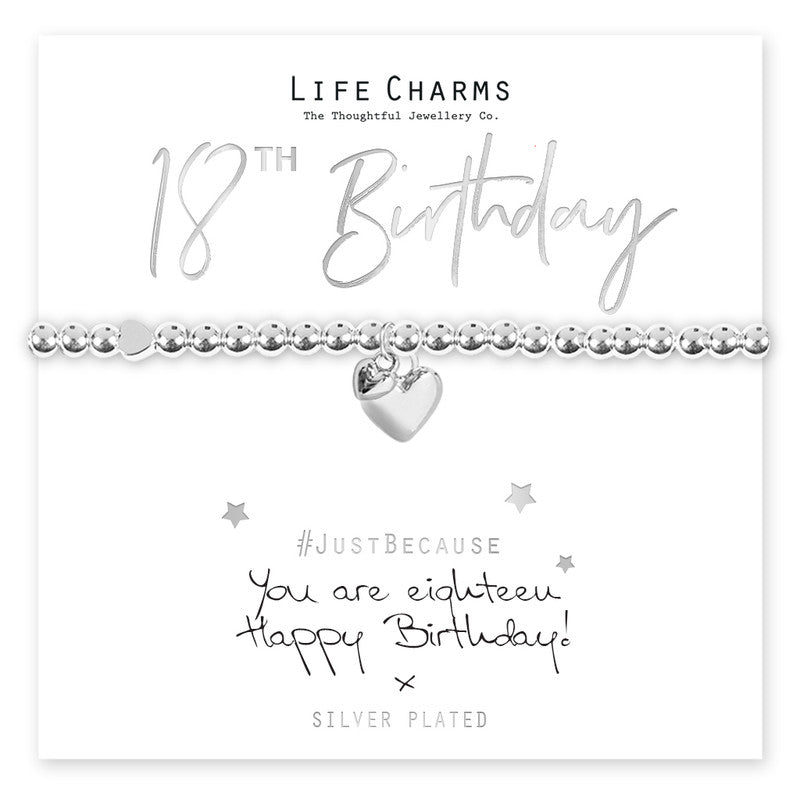 Life Charms You are 18 Puffed Heart Bracelet