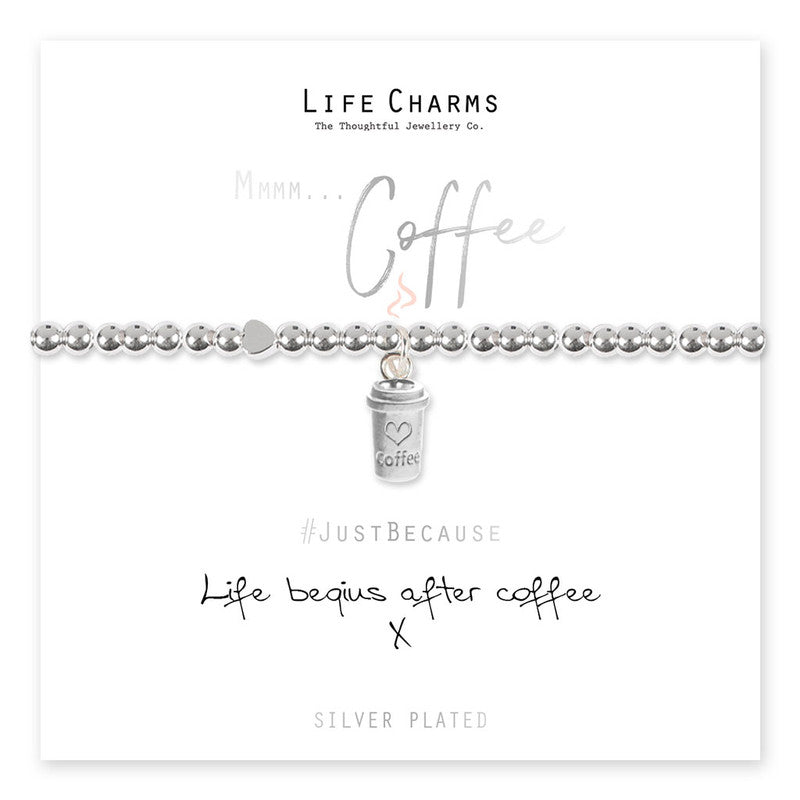 Life charms Life Begins after Coffee Bracelet