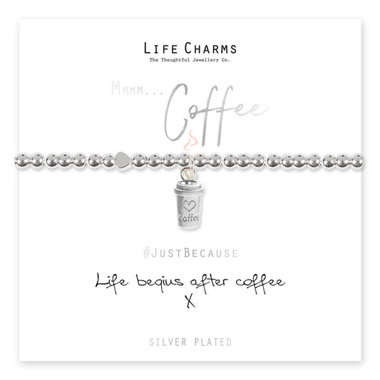 Life charms Life Begins after Coffee Bracelet