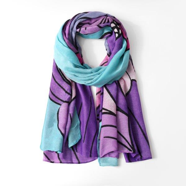 Butterfly Large Floral Print Scarf