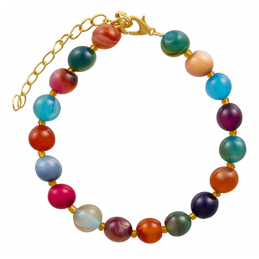 Lotus Feet Rainbow Agate Bead Bracelet