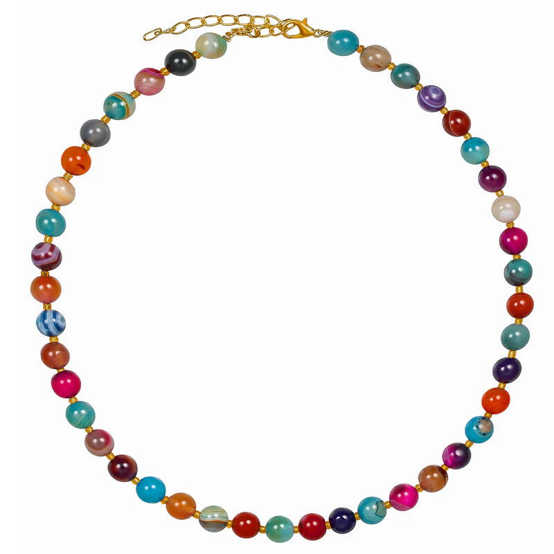 Lotus Feet Rainbow Agate Bead Necklace