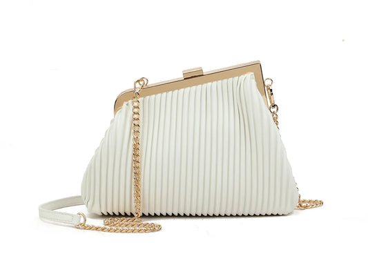 Koko White Ribbed Shoulder Bag