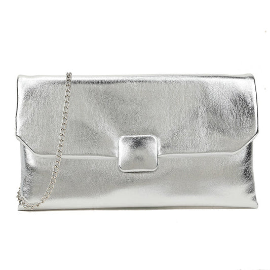 Koko MW3248 Metallic Soft Clutch Bag in Silver