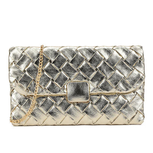 Koko MW3424 Gold Weaved Clutch Bag