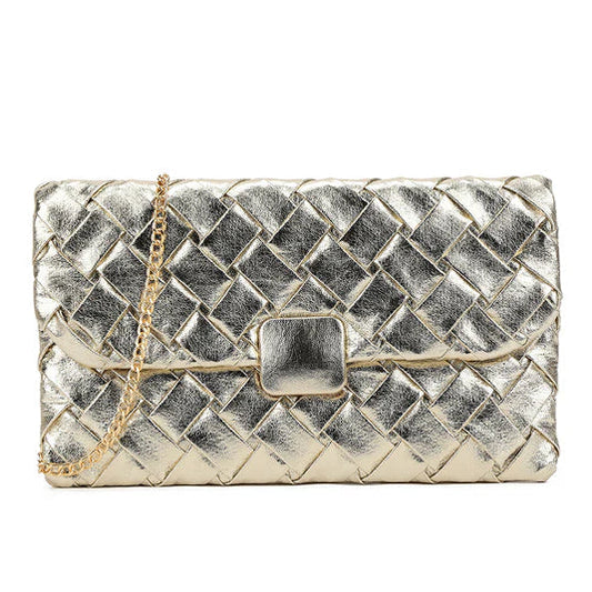 Koko MW3424 Gold Weaved Clutch Bag
