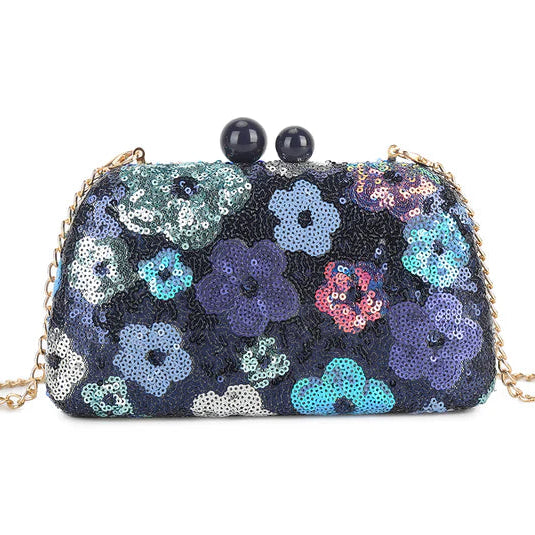 Koko MW3426 Blue Sequin Floral Bag