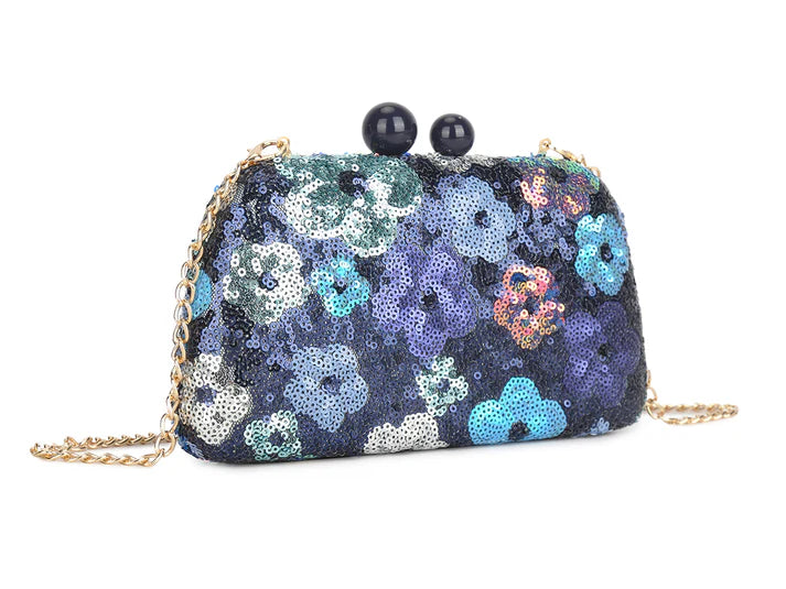 Koko MW3426 Blue Sequin Floral Bag