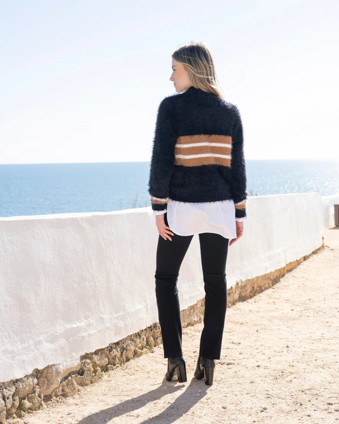 Marble Fluffy Colour Block Jumper