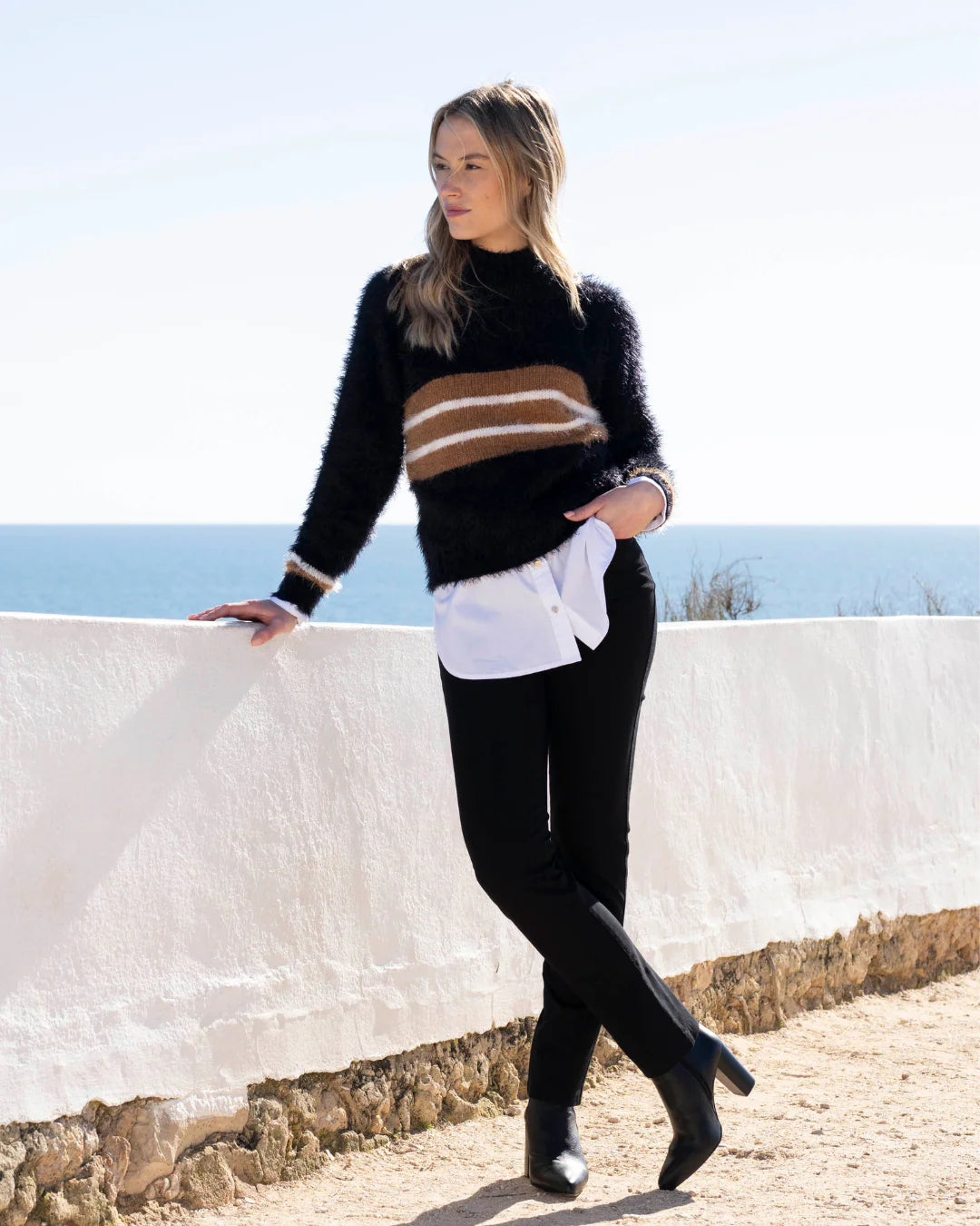Marble Fluffy Colour Block Jumper