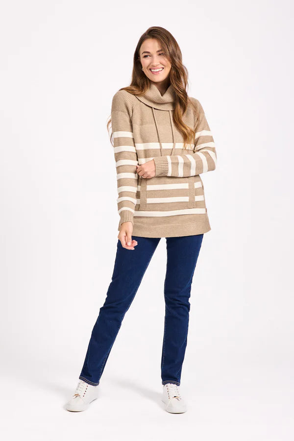 Mudflower 541 Cowl Neck Stripe Jumper