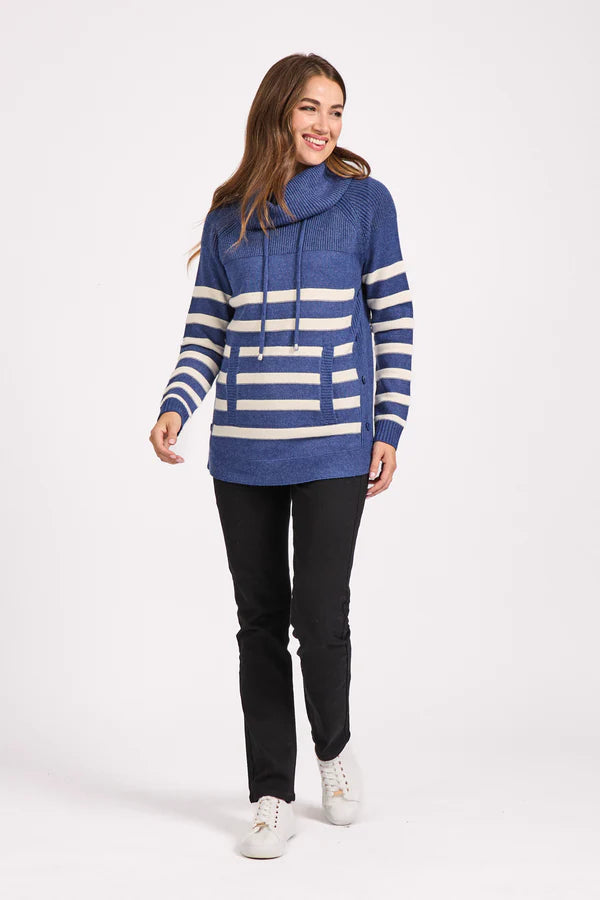 Mudflower 541 Cowl Neck Stripe Jumper