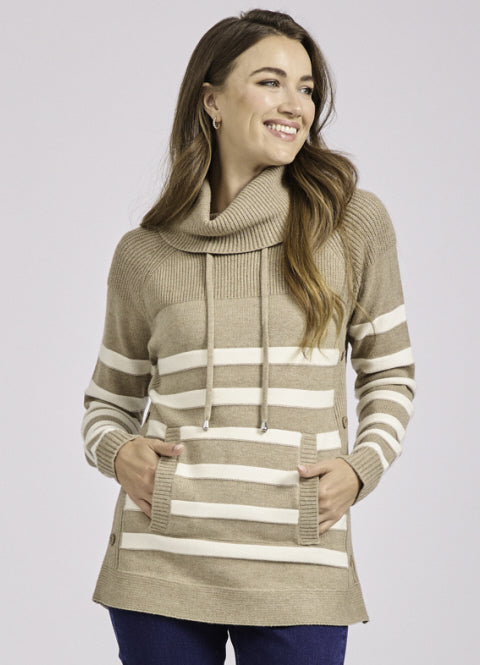 Mudflower 541 Cowl Neck Stripe Jumper