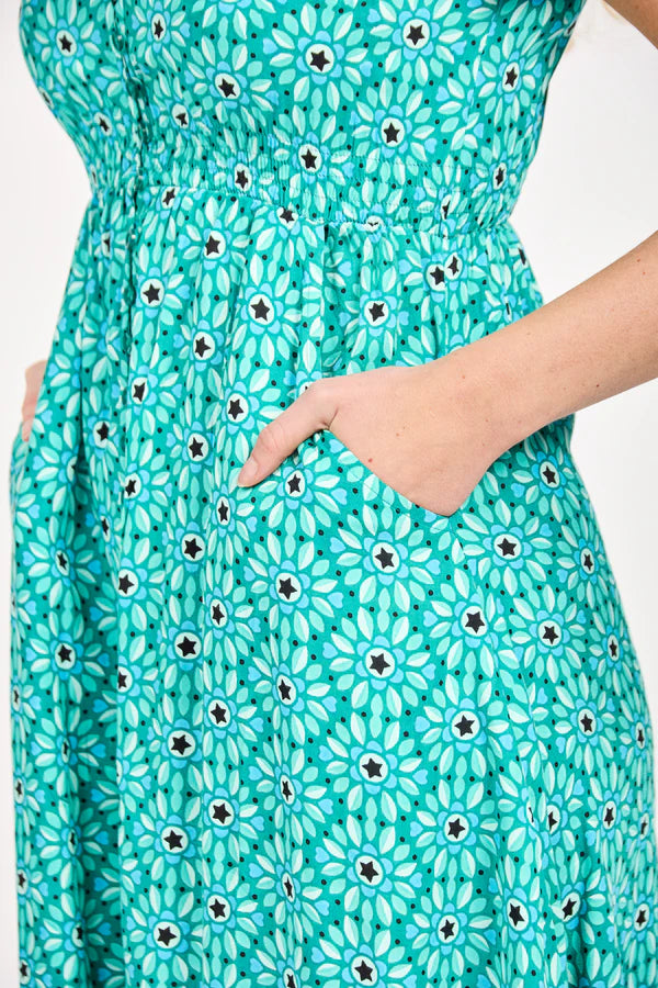 Mudflower 609 Daisy Print Maxi Dress