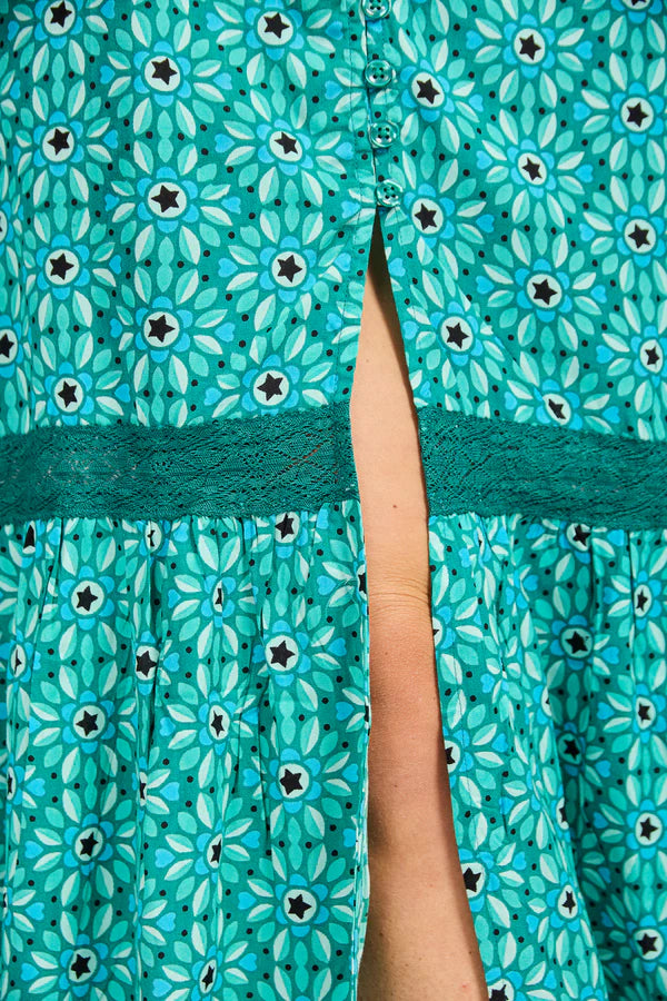 Mudflower 609 Daisy Print Maxi Dress
