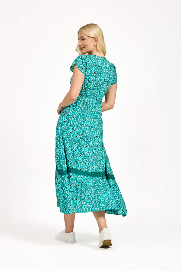 Mudflower 609 Daisy Print Maxi Dress