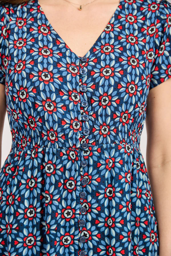 Mudflower 609 Daisy Print Maxi Dress