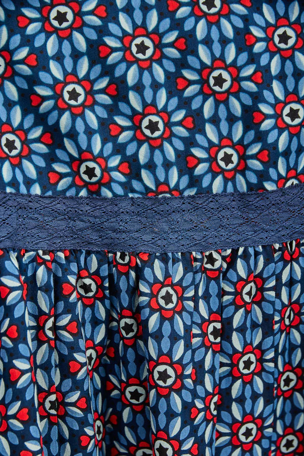 Mudflower 609 Daisy Print Maxi Dress