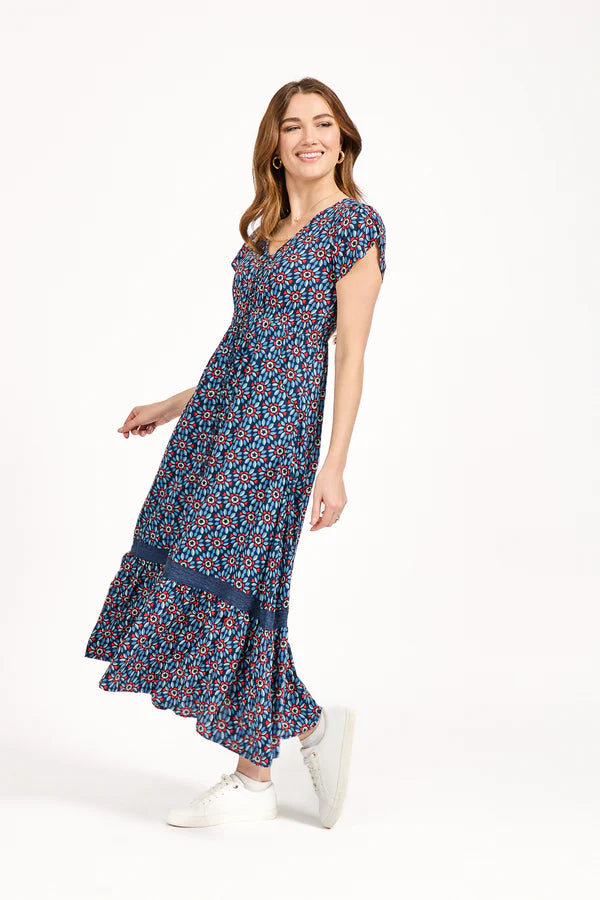 Mudflower 609 Daisy Print Maxi Dress