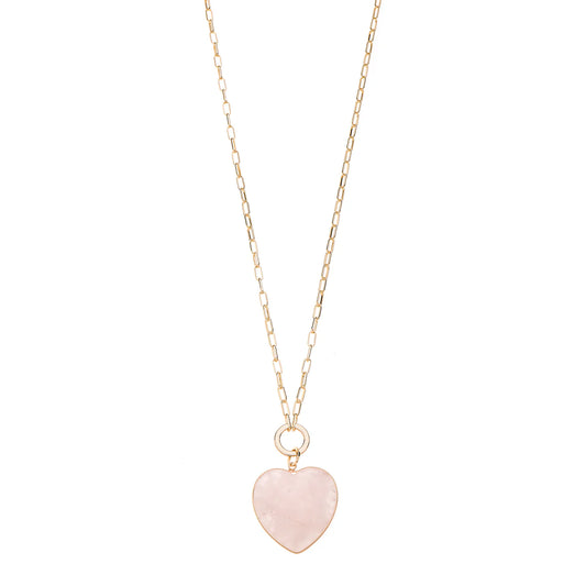 Park Lane N1444 Gold Necklace with Pink Rose Quartz Heart