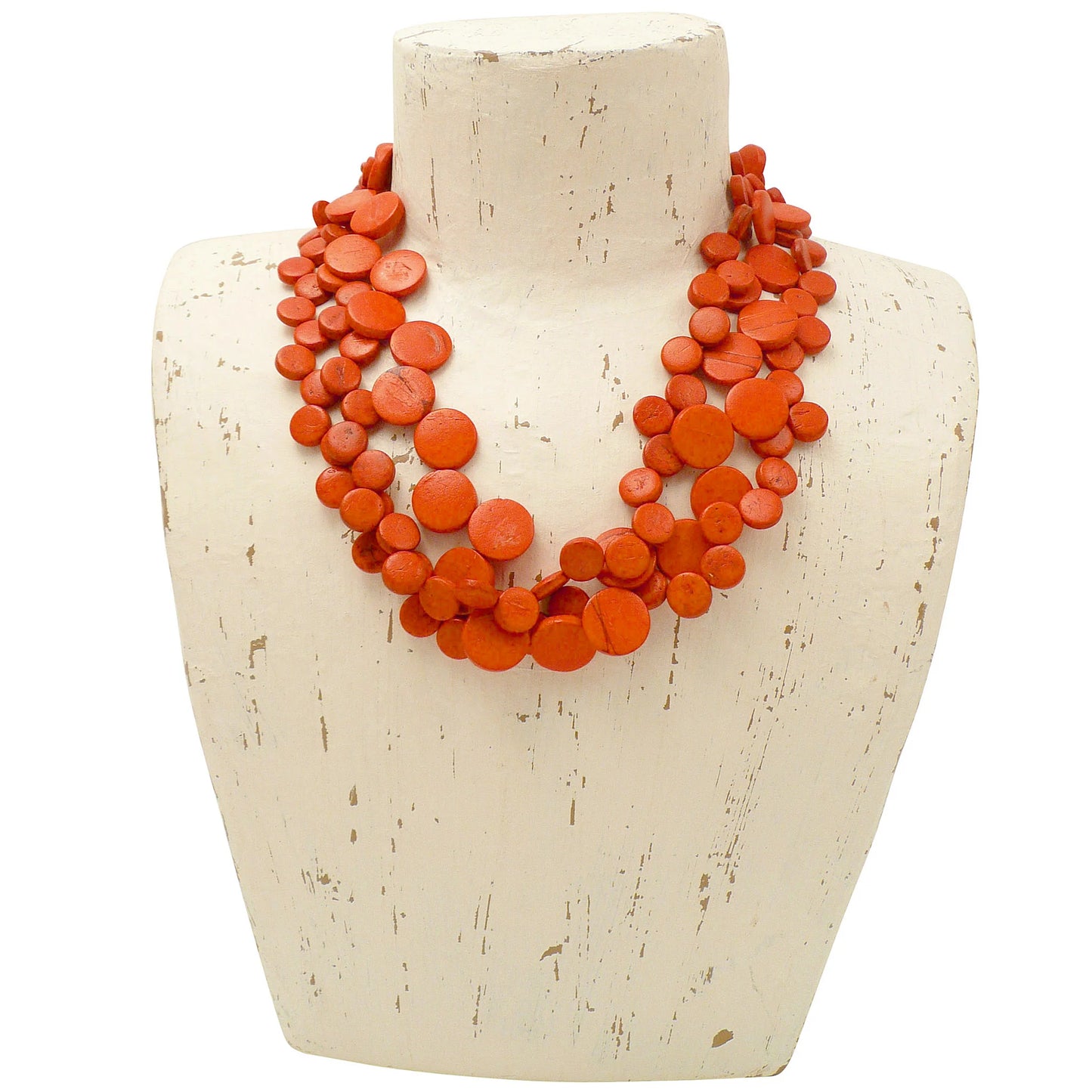 Lotus Feet NC3005 Orange Multi Row Necklace