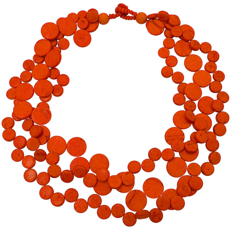 Lotus Feet NC3005 Orange Multi Row Necklace