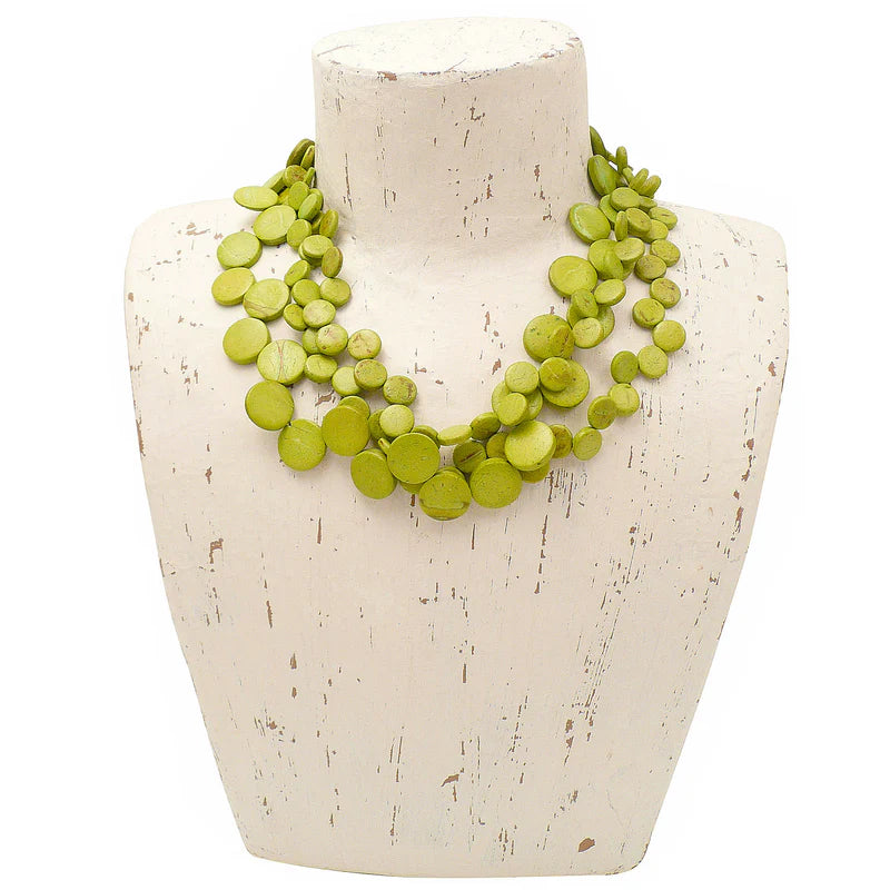 Lotus Feet NC3006 Lime Multi Row Necklace
