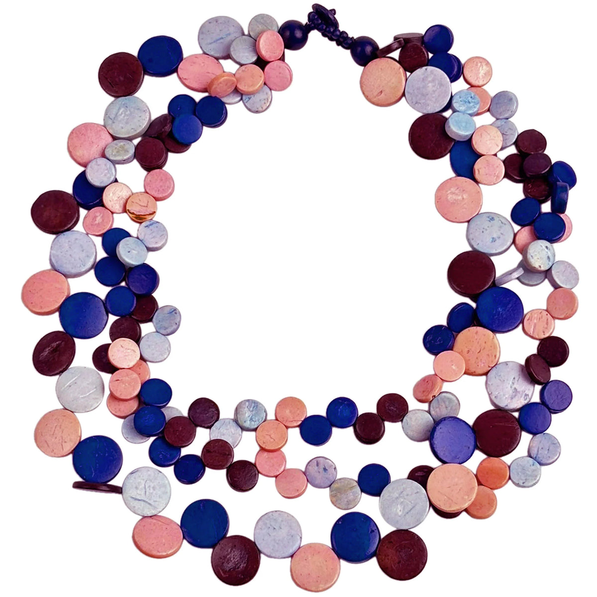 Lotus Feet NC3017 Blue Pink Brown Mix Necklace