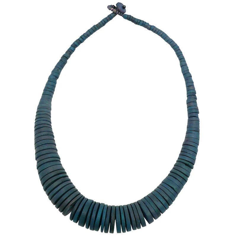 Lotus Feet Coconut Bead Denim Blue Necklace